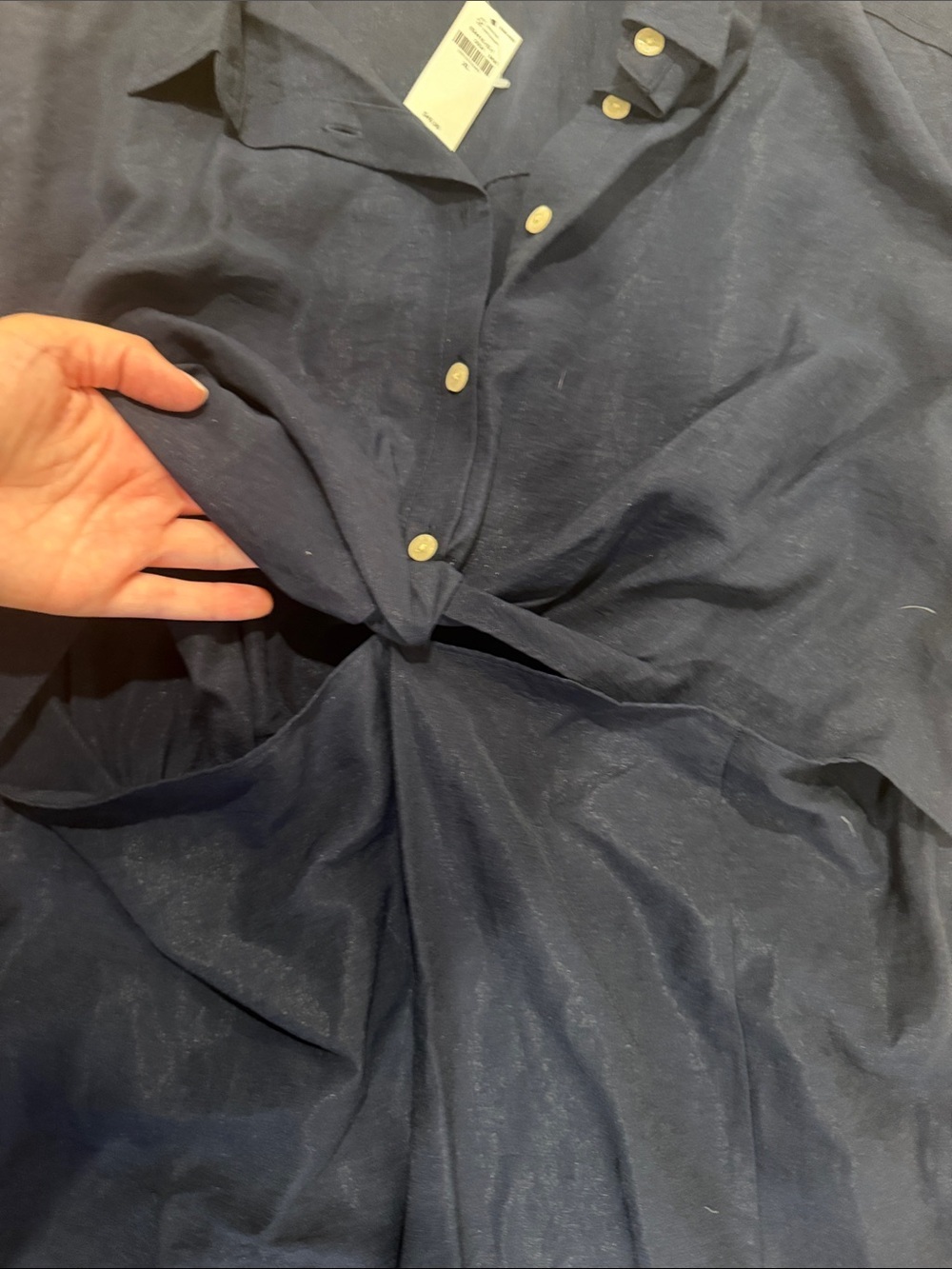 Old Navy Navy Button-Tie Midi Dress - Picture 4 of 5